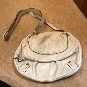 Leather cream crossbody purse